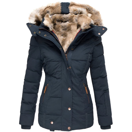 Winter Puffer Jacket  Quilted Hooded Design With Faux Fur Trim - Product detail 4