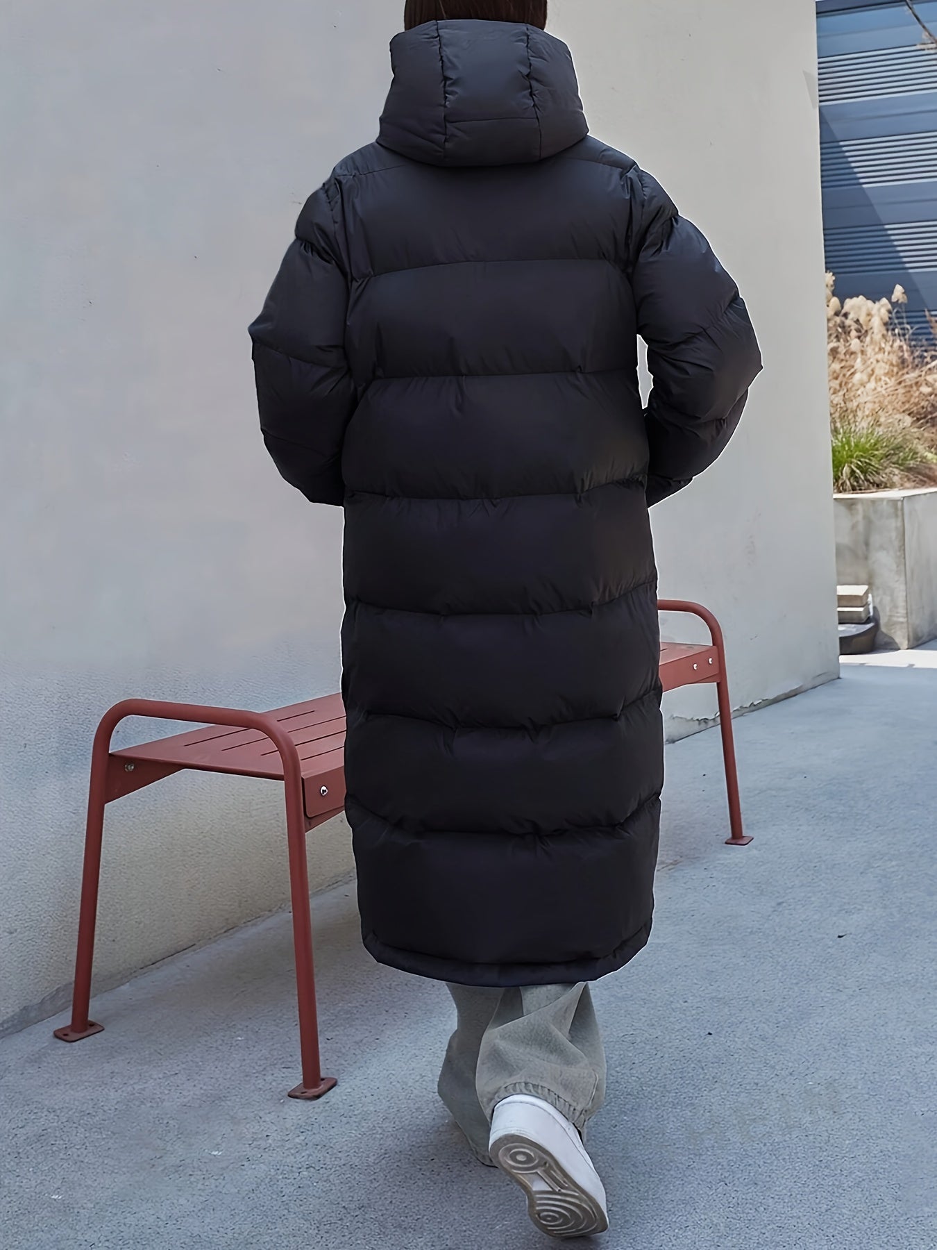 Long Winter Puffer Coat  Full Length Black Insulated Design - Product detail 4
