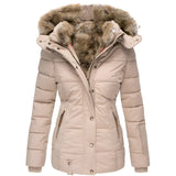 Winter Puffer Jacket  Quilted Hooded Design With Faux Fur Trim - Product detail 5