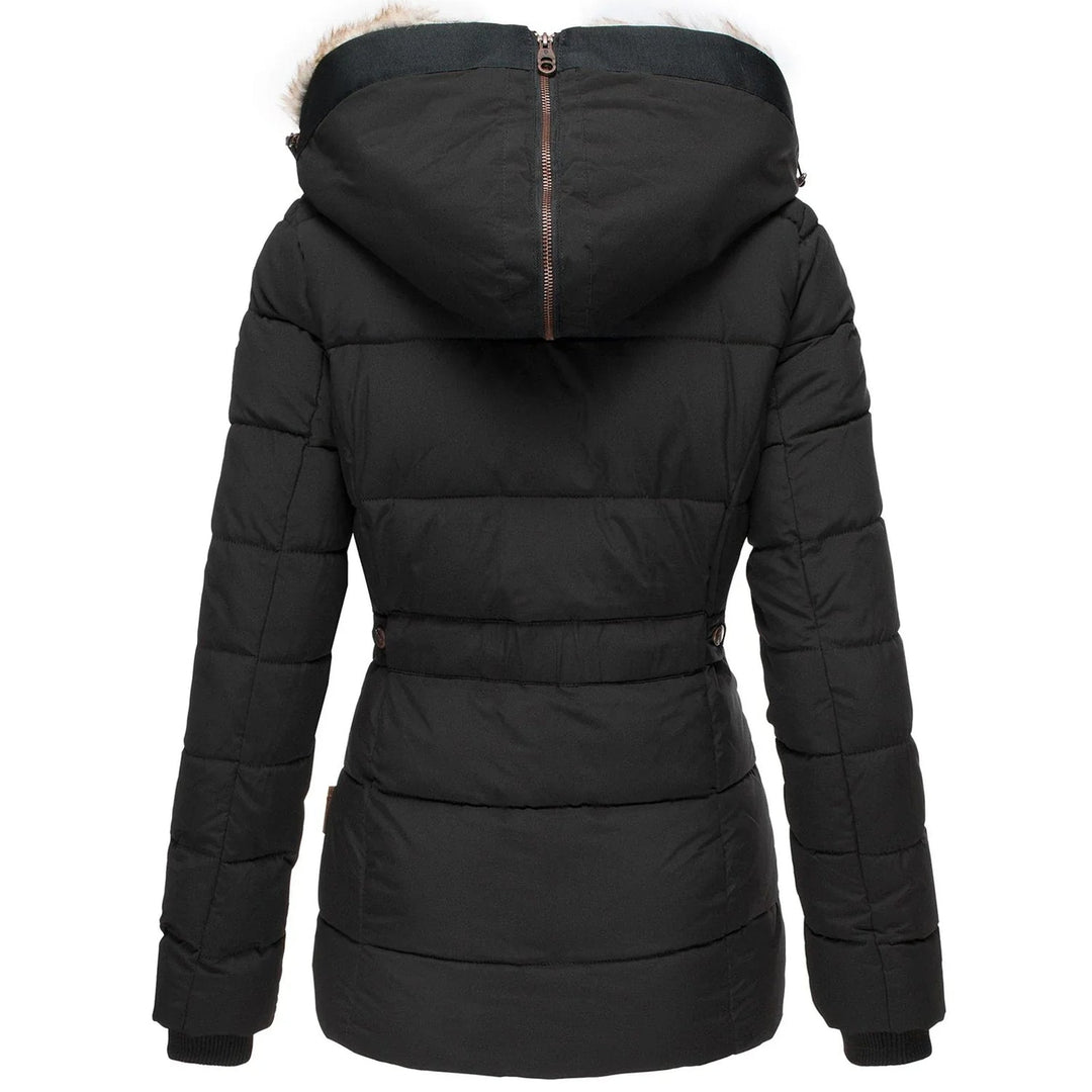 Winter Puffer Jacket  Quilted Hooded Design With Faux Fur Trim - Product detail 7