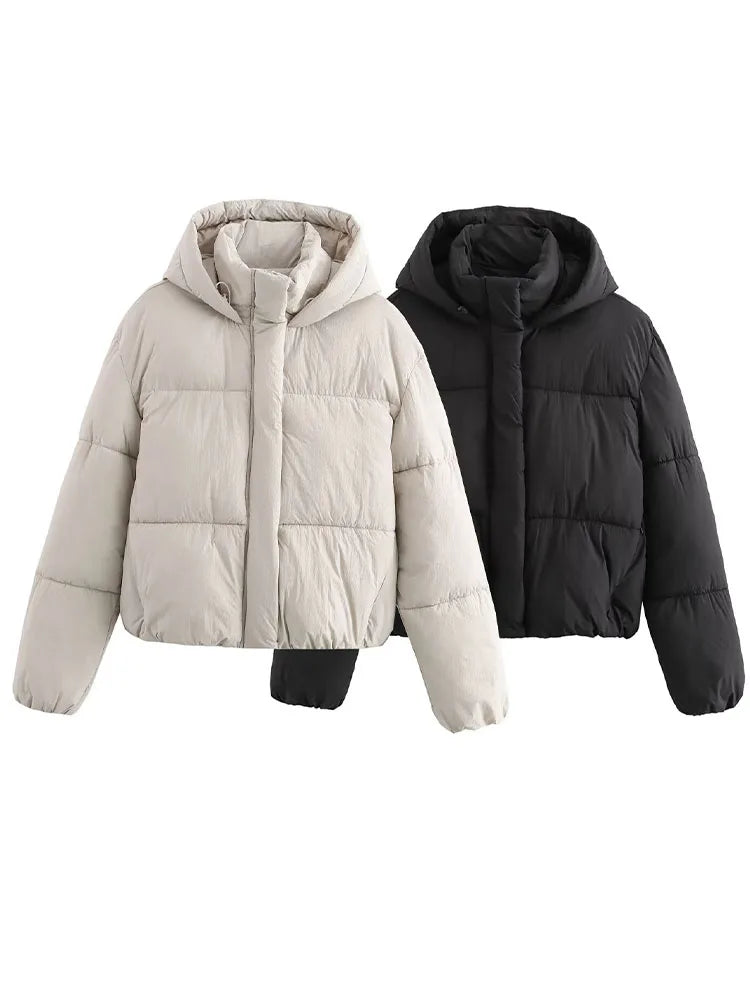 Winter Puffer Jacket  Quilted Hooded Design - Detailed view