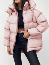 Womens Short Puffer Jacket  Black Quilted Winter Coat - Product detail 11