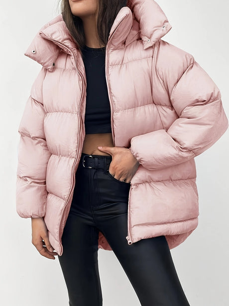 Womens Short Puffer Jacket  Black Quilted Winter Coat - Product detail 11
