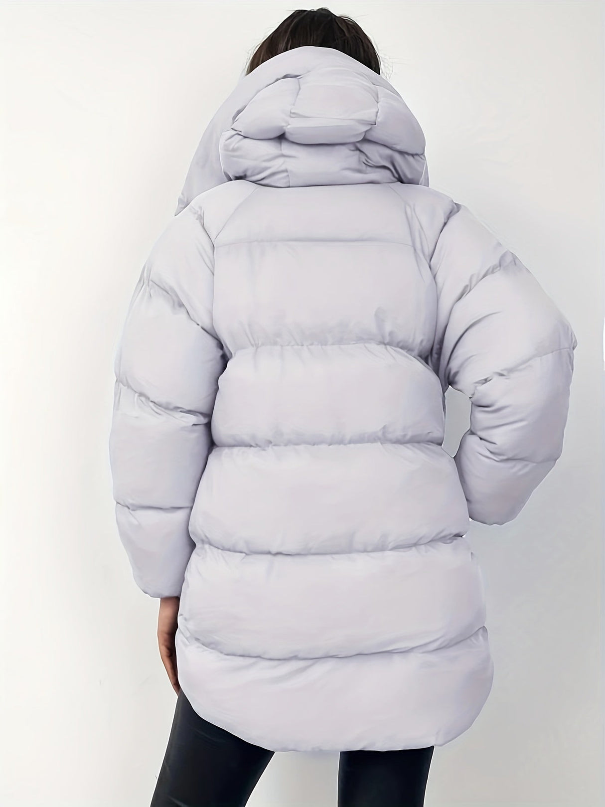 Womens Short Puffer Jacket  Black Quilted Winter Coat - Product detail 4
