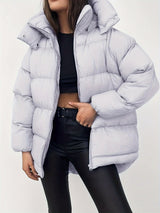 Womens Short Puffer Jacket  Black Quilted Winter Coat - Product detail 5