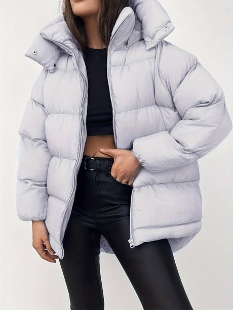 Womens Short Puffer Jacket  Black Quilted Winter Coat - Product detail 5