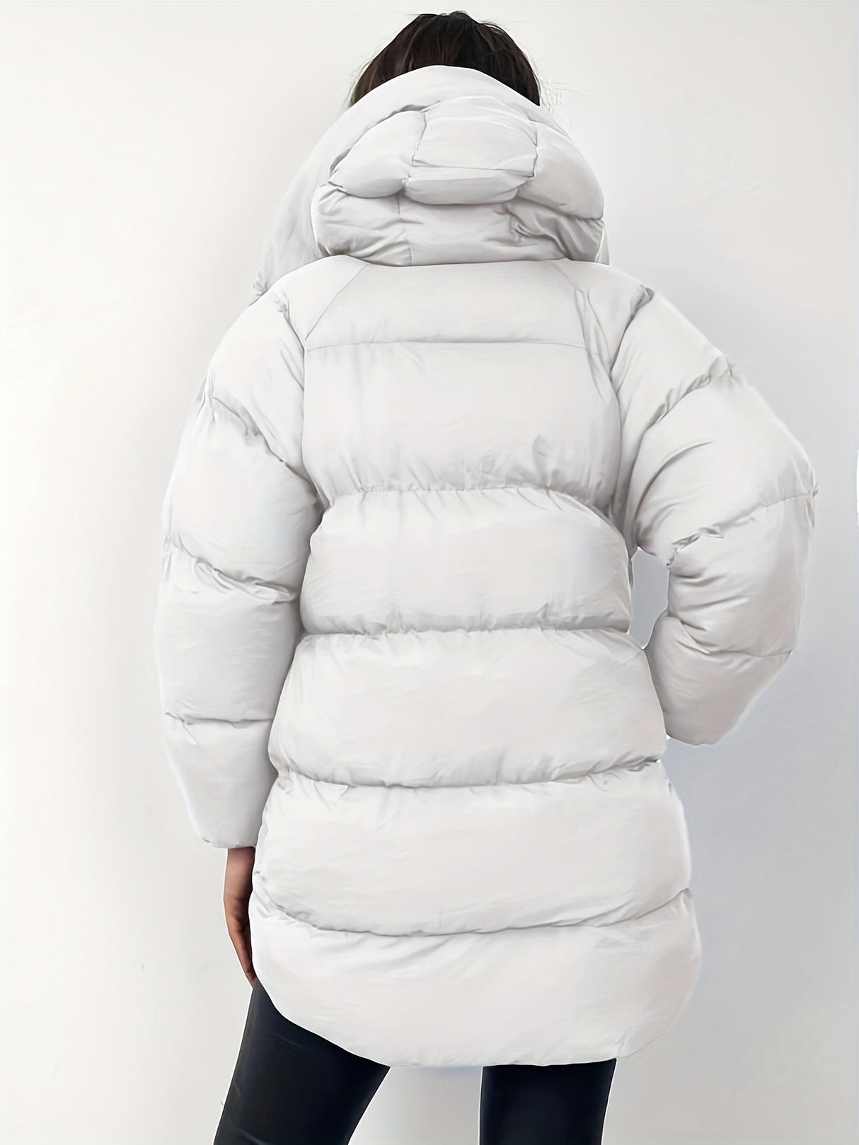 Womens Short Puffer Jacket  Black Quilted Winter Coat - Product detail 7