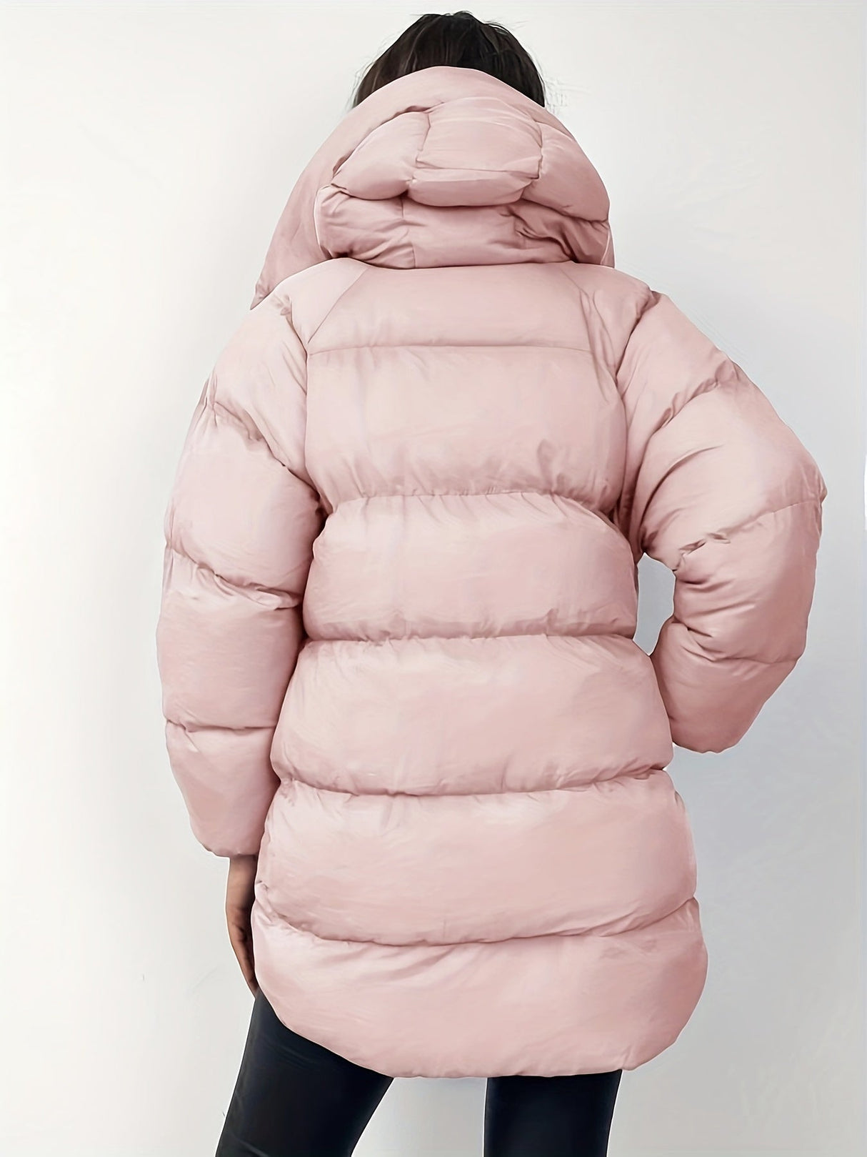 Womens Short Puffer Jacket  Black Quilted Winter Coat - Product detail 8
