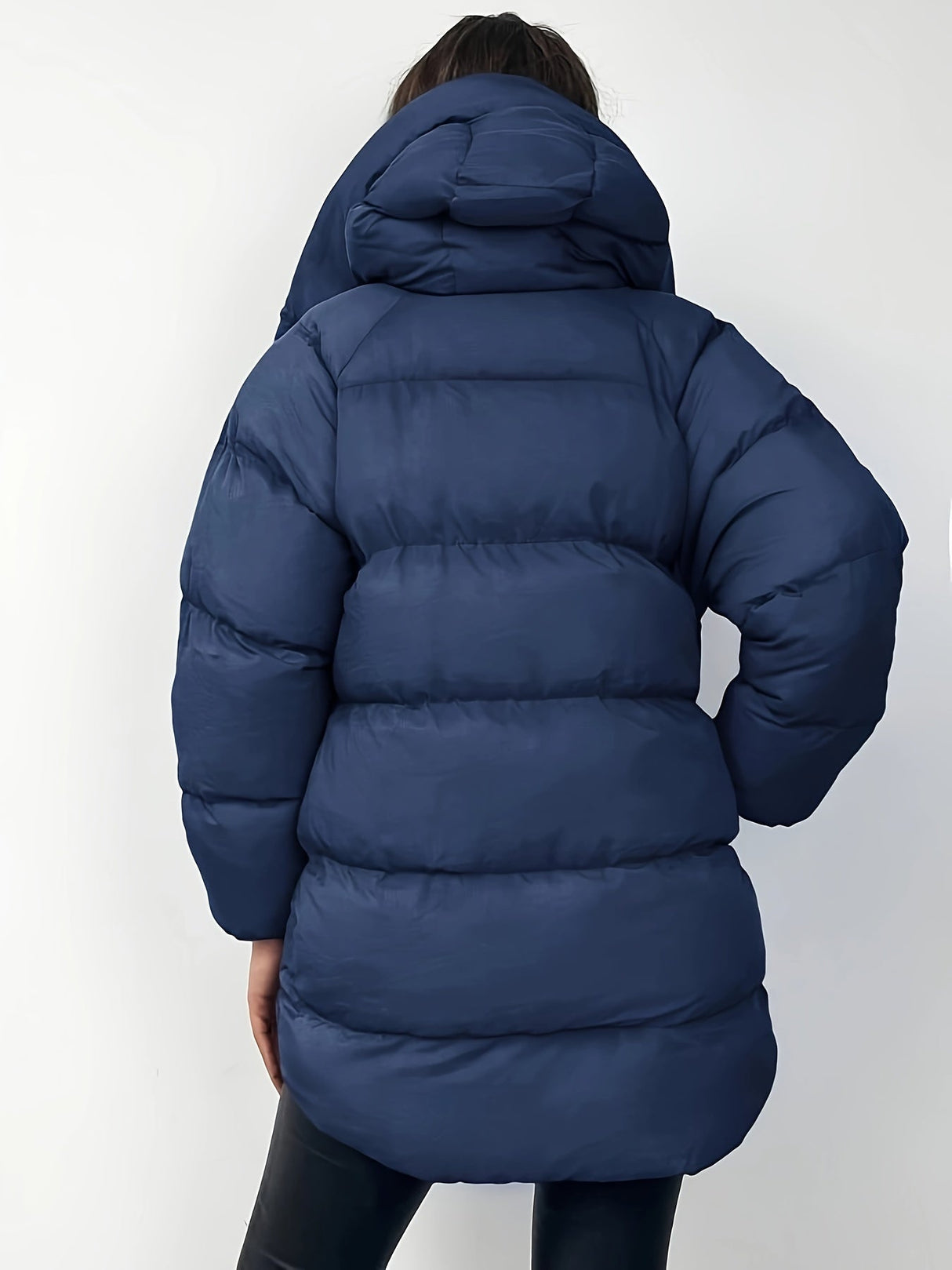 Womens Short Puffer Jacket  Black Quilted Winter Coat - Product detail 9