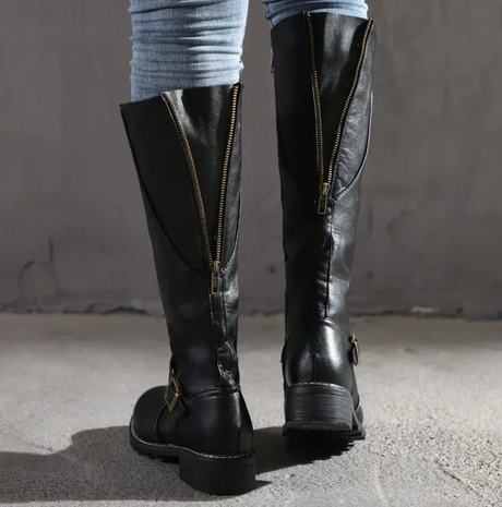 Classic Knee High Boots  Brown Leather With Buckle Detail - Product detail 5