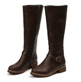 Classic Knee High Boots  Brown Leather With Buckle Detail - Product detail 7
