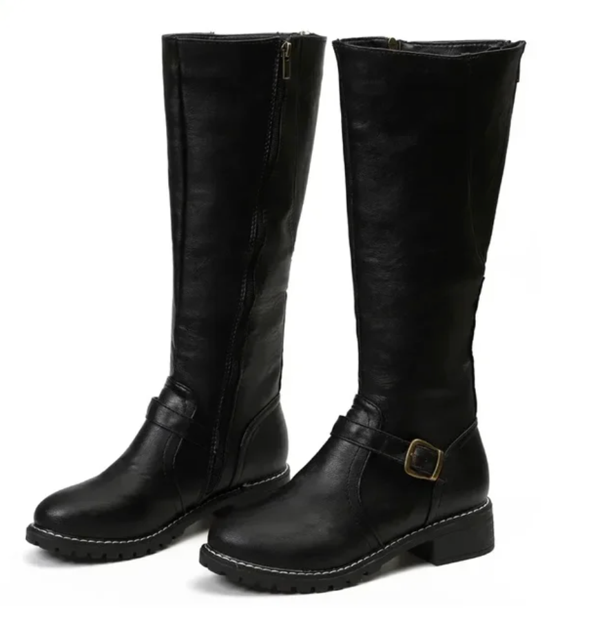 Classic Knee High Boots  Brown Leather With Buckle Detail - Product detail 8