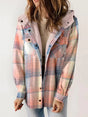 Plaid Hooded Jacket  Fleece Lined Winter Coat - Detailed view