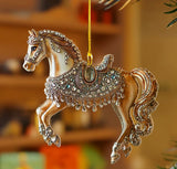 Vintage Horse Christmas Ornament  Jeweled Acrylic Tree Decoration - Product showcase