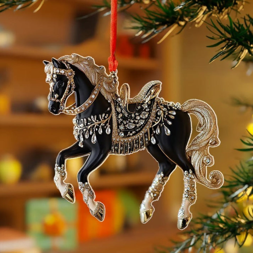 Vintage Horse Christmas Ornament  Jeweled Acrylic Tree Decoration - Product detail 7