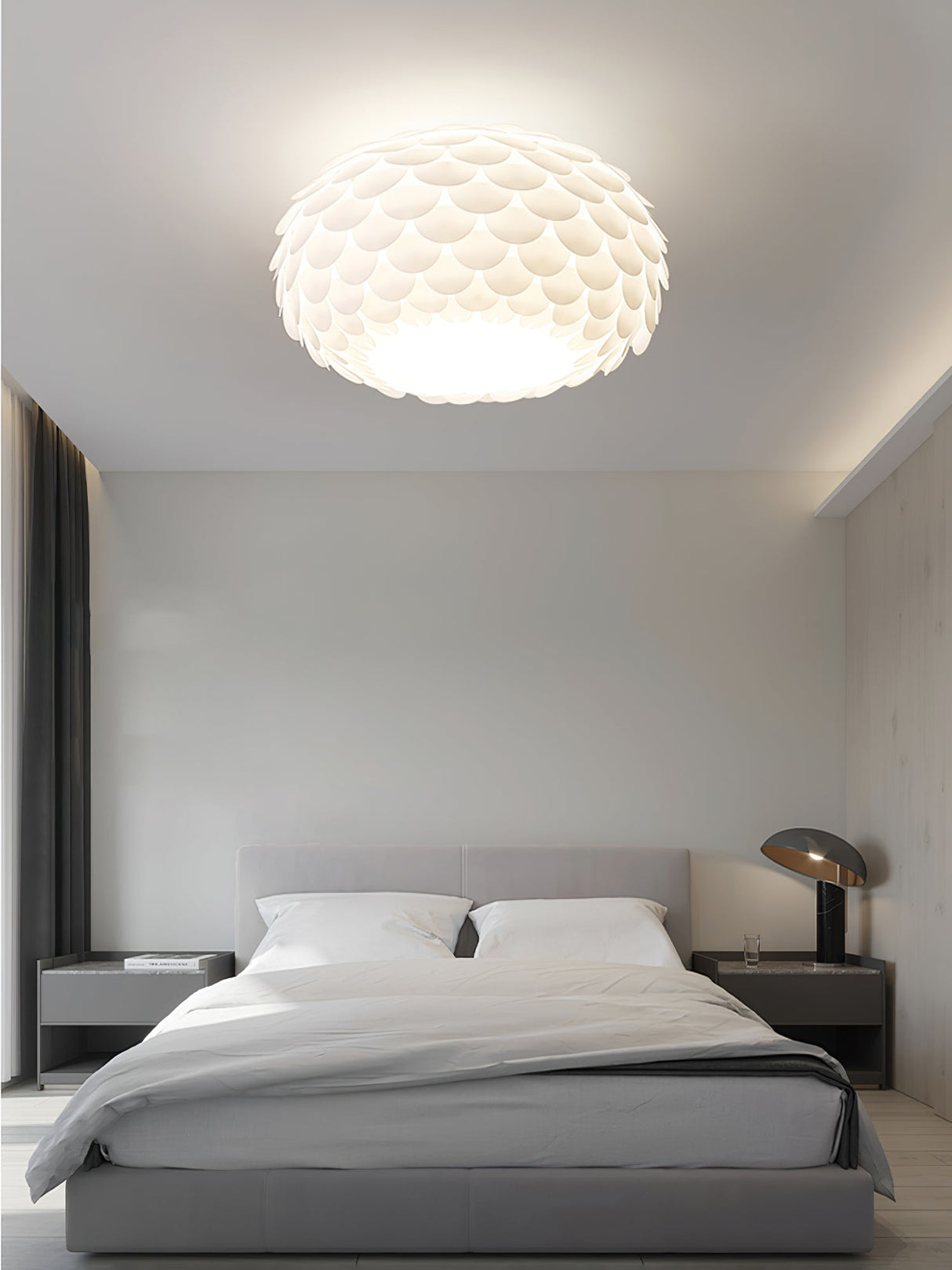 Modern Ceiling Light  White Sculptural Scale Pattern - Product detail 8