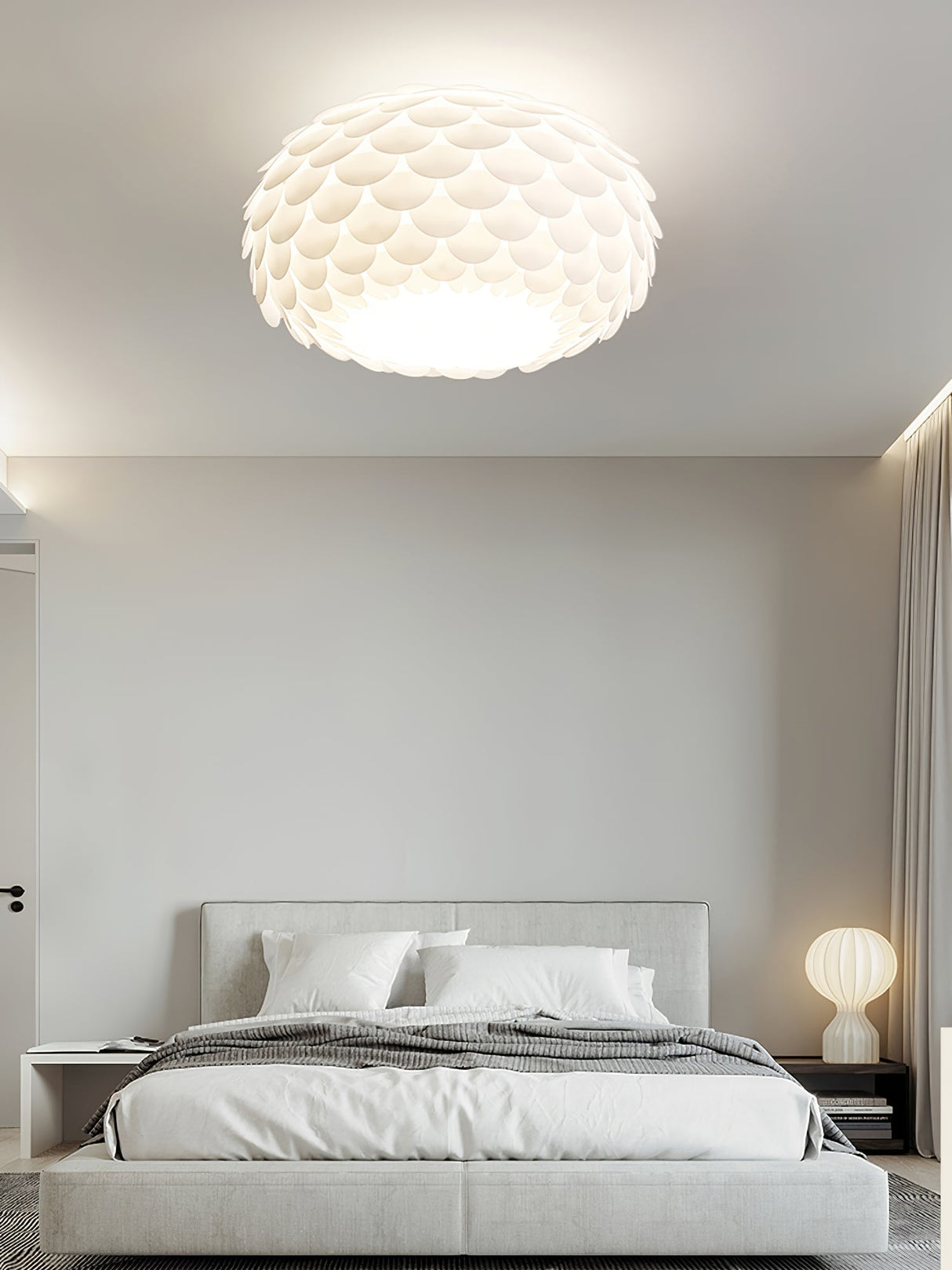 Modern Ceiling Light  White Sculptural Scale Pattern - Product detail 9