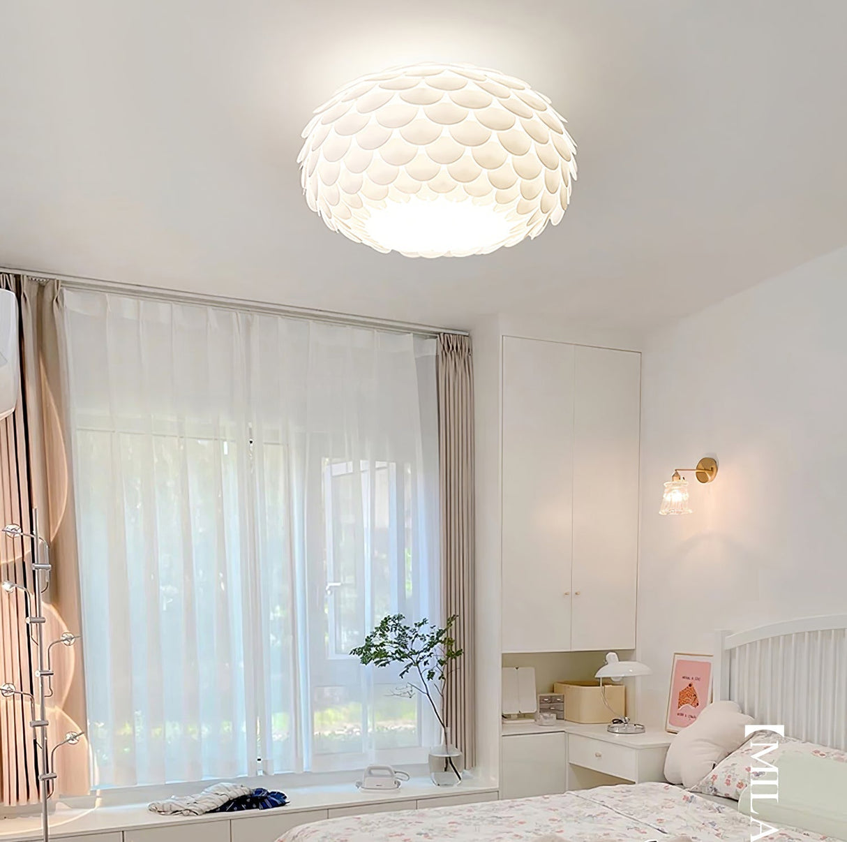 Modern Ceiling Light  White Sculptural Scale Pattern - Product example