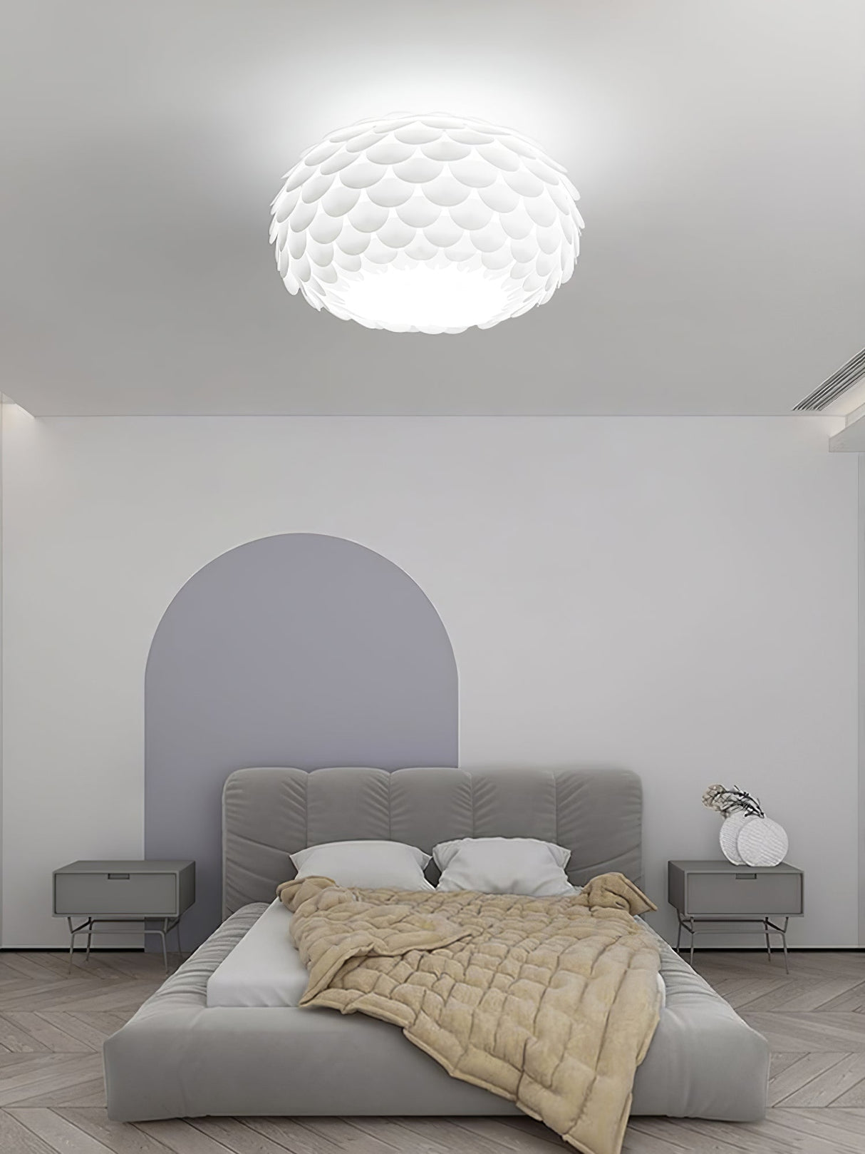 Modern Ceiling Light  White Sculptural Scale Pattern - Product detail 6