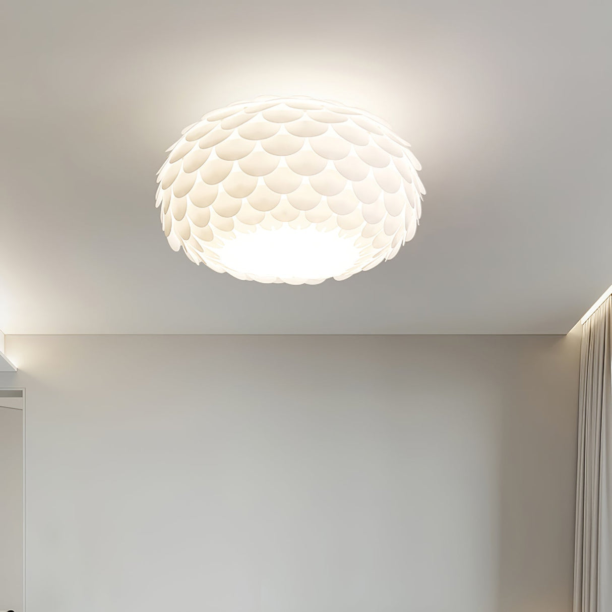 Modern Ceiling Light  White Sculptural Scale Pattern - Product detail 5