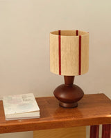 Modern Table Lamp  Walnut Base with Striped Shade - Product detail 4