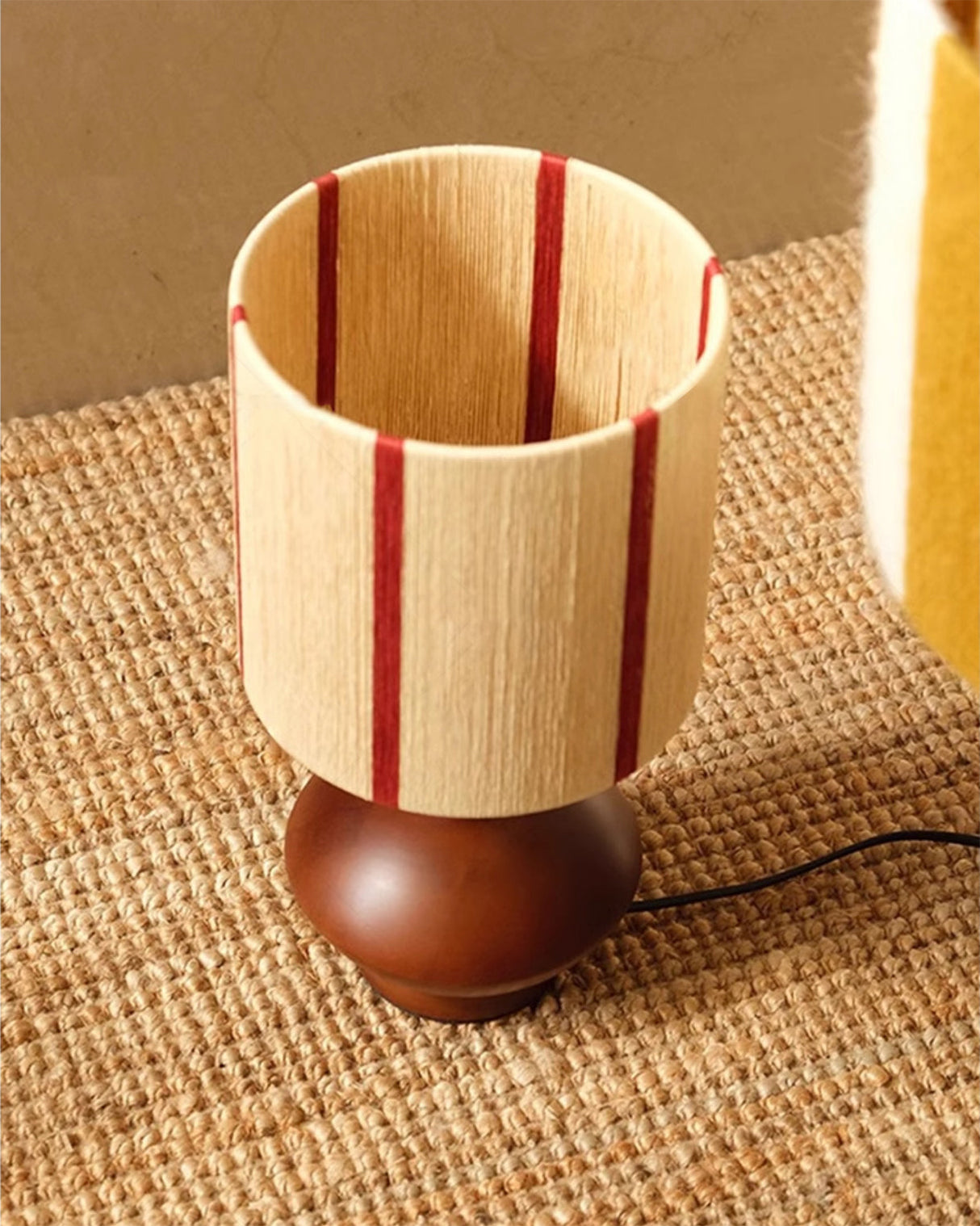 Modern Table Lamp  Walnut Base with Striped Shade - Product example