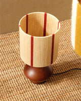 Modern Table Lamp  Walnut Base with Striped Shade - Product example