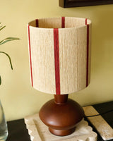 Modern Table Lamp  Walnut Base with Striped Shade - Product detail 5