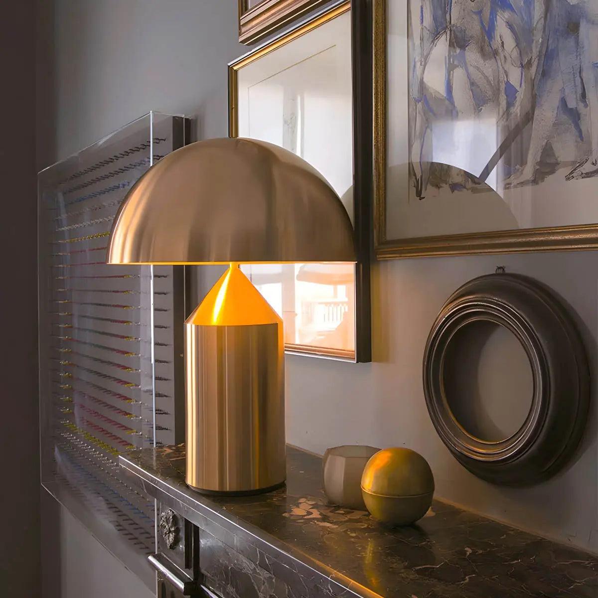 Modern Table Lamp  Dome Shade Brass Finish - Product detail 8