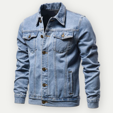Classic Denim Trucker Jacket  Raw Black Contrast Stitching - Detailed view
