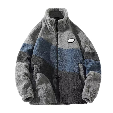 Modern Fleece Jacket  Monochrome Color Block Design - Detailed view