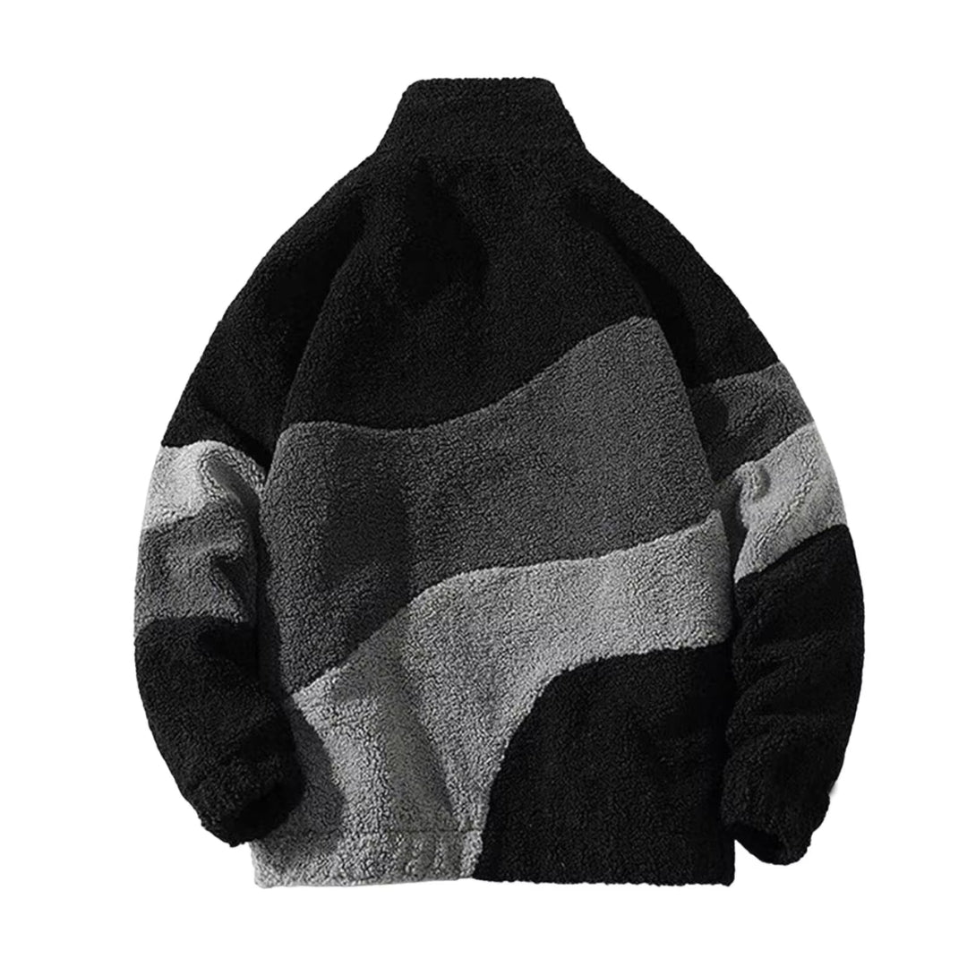 Modern Fleece Jacket  Monochrome Color Block Design - Product example