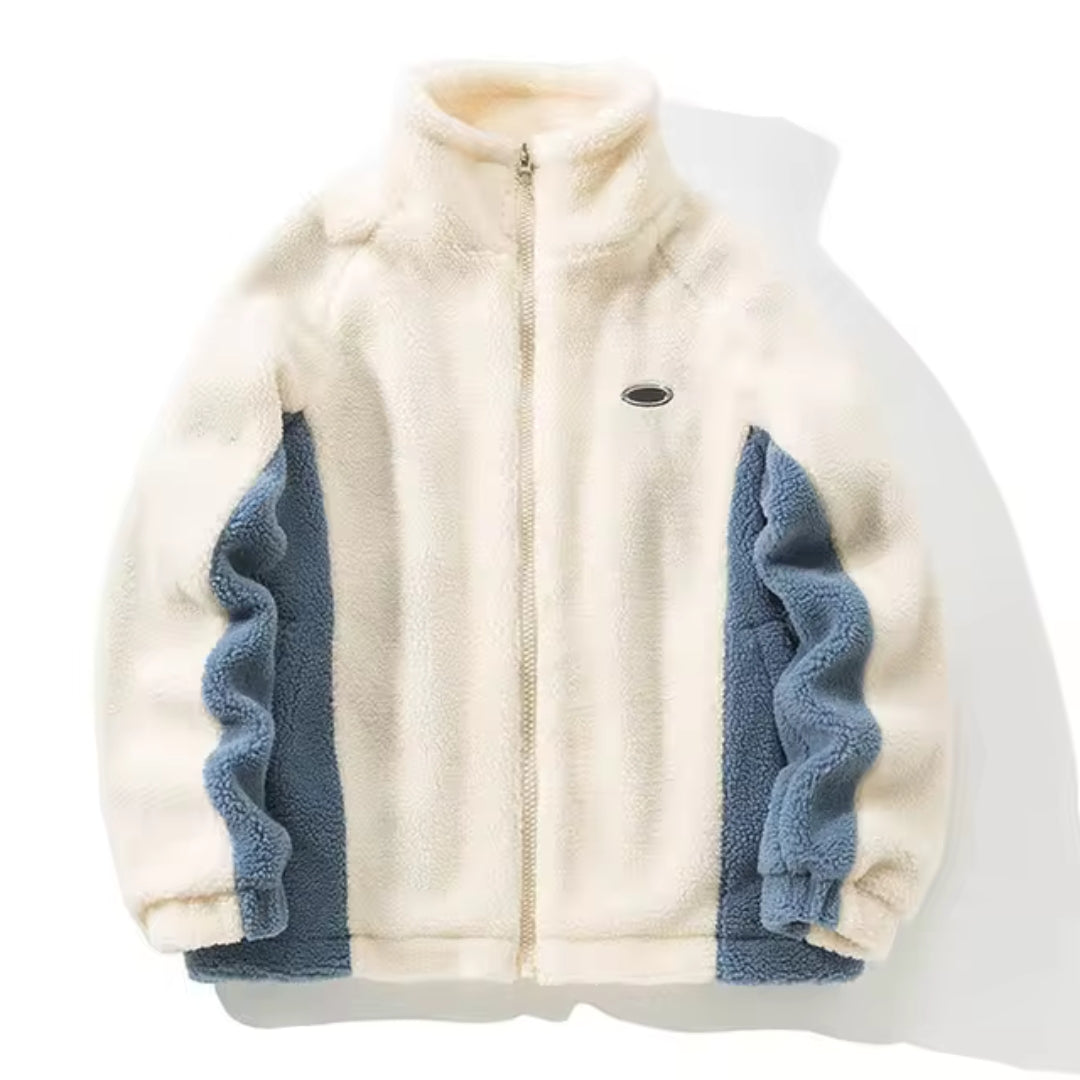 Modern Fleece Jacket  Monochrome Color Block Design - Product detail 6