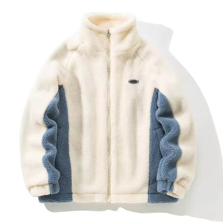 Modern Fleece Jacket  Monochrome Color Block Design - Product detail 6