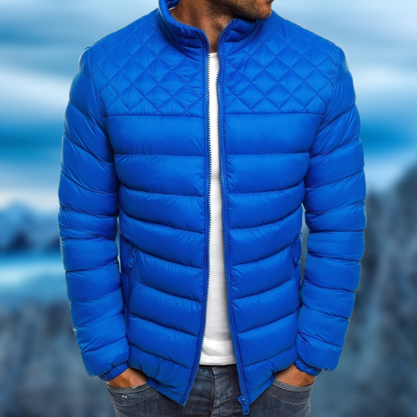 Quilted Winter Jacket  Diamond Stitch Navy Puffer - Product detail 4