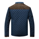 Quilted Winter Jacket  Navy Cotton Suede Contrast Design - Detailed view