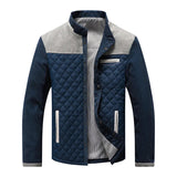 Quilted Winter Jacket  Navy Cotton Suede Contrast Design - Product example