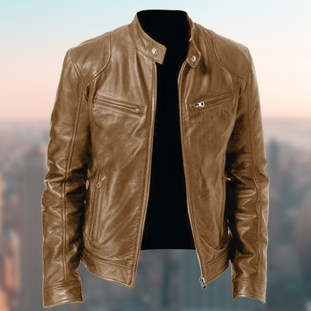 Classic Leather Motorcycle Jacket  Premium Genuine Leather Modern Fit - Product detail 4