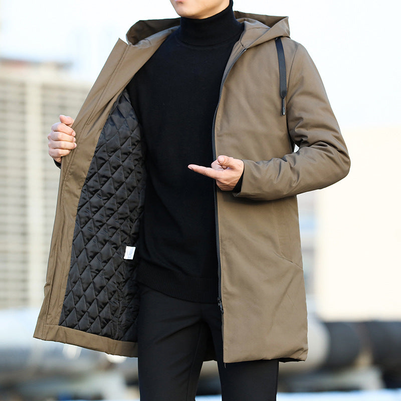 Modern Winter Coat  Quilted Hooded Mid-Length Design - Product example