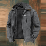 Mens Hooded Bomber Jacket  Vintage Canvas With Fleece Lining - Product example