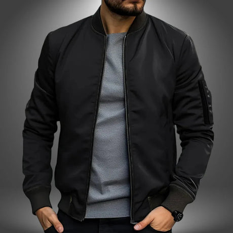 Modern Mens Bomber Jacket  Slim Fit Windbreaker Design - Detailed view