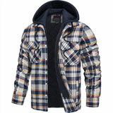 Quilted Flannel Jacket  Hooded Plaid Winter Design - Product showcase