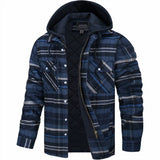 Quilted Flannel Jacket  Hooded Plaid Winter Design - Product example