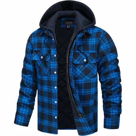 Quilted Flannel Jacket  Hooded Plaid Winter Design - Product detail 4
