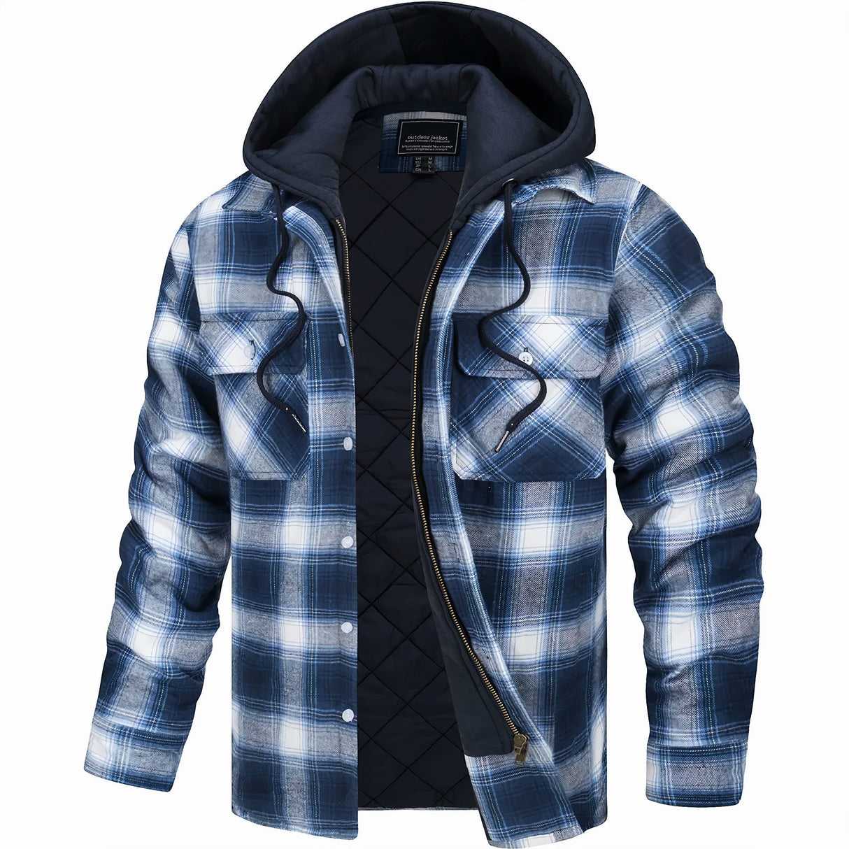 Quilted Flannel Jacket  Hooded Plaid Winter Design - Product detail 5