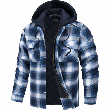 Quilted Flannel Jacket  Hooded Plaid Winter Design - Product detail 5
