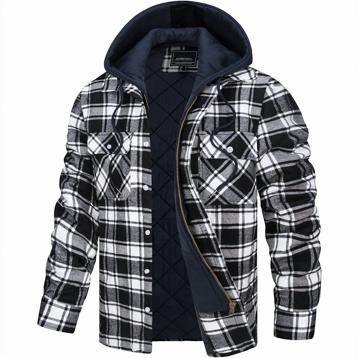 Quilted Flannel Jacket  Hooded Plaid Winter Design - Product detail 6