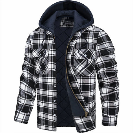 Quilted Flannel Jacket  Hooded Plaid Winter Design - Product detail 6