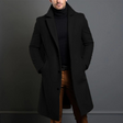 Classic Wool Overcoat  Long Black Winter Design - Product showcase