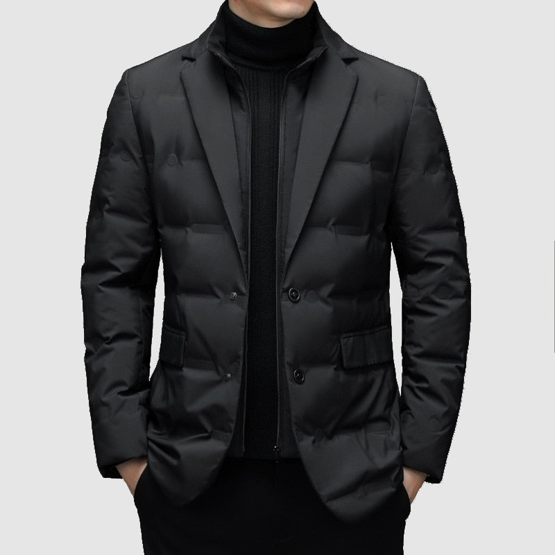 Down Blazer Winter Coat  Tailored Quilted Design - Detailed view